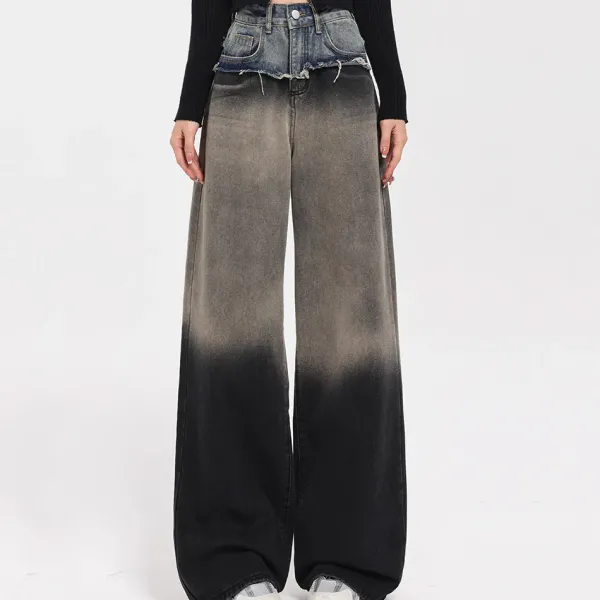 Jeans*Boogzel Clothing Control Freak Layered Baggy Jeans Black/blue