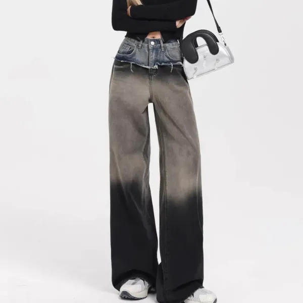 Jeans*Boogzel Clothing Control Freak Layered Baggy Jeans Black/blue