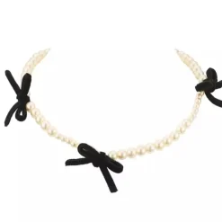 Necklaces & Chokers*Boogzel Clothing Coquette Aeshetic Pearl Bow Choker White/black