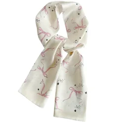 Other*Boogzel Clothing Coquette Aesthetic Bow Print Scarf White/pink