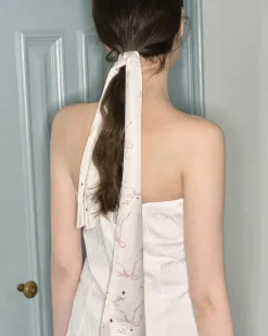 Other*Boogzel Clothing Coquette Aesthetic Bow Print Scarf White/pink