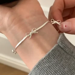 Bracelts*Boogzel Clothing Coquette Aesthetic Bows Bracelet Silver