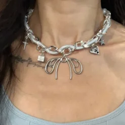 Necklaces & Chokers*Boogzel Clothing Coquette Aesthetic Choker Necklace Silver