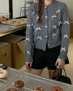 Knit Cardigans*Boogzel Clothing Coquette Aesthetic Cardigan Grey