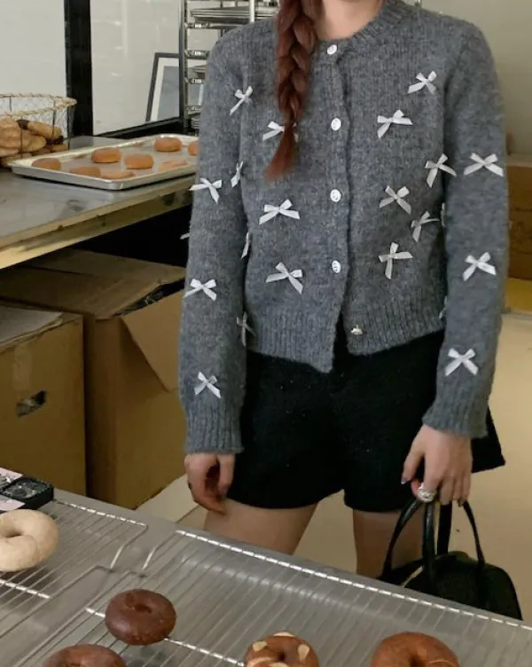 Knit Cardigans*Boogzel Clothing Coquette Aesthetic Cardigan Grey