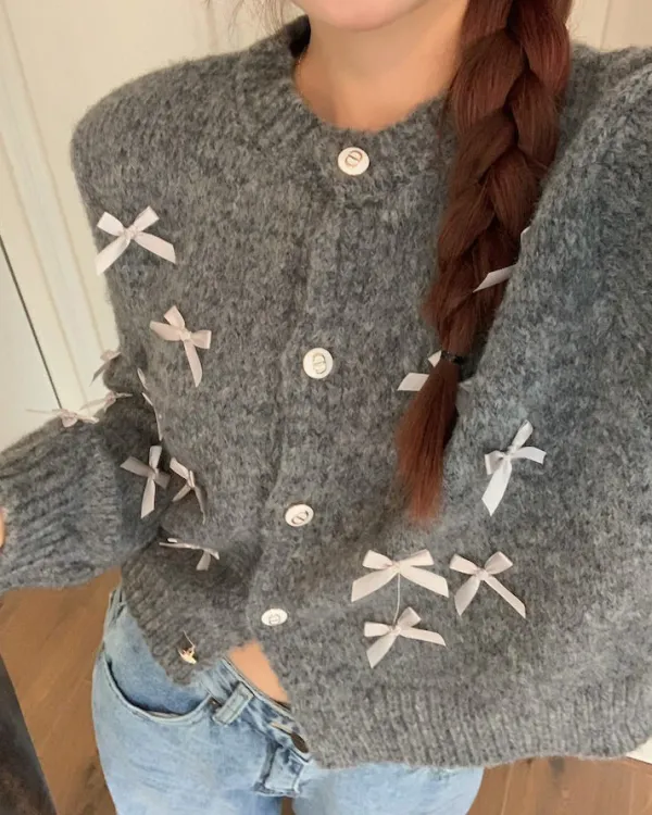 Knit Cardigans*Boogzel Clothing Coquette Aesthetic Cardigan Grey