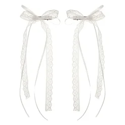 Hair Accessories*Boogzel Clothing Coquette Aesthetic Lace Hair Bow Clip White