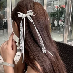 Hair Accessories*Boogzel Clothing Coquette Aesthetic Lace Hair Bow Clip White