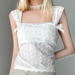 Crop Tops*Boogzel Clothing Coquette Aesthetic Lace Top White