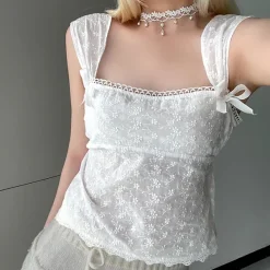 Crop Tops*Boogzel Clothing Coquette Aesthetic Lace Top White