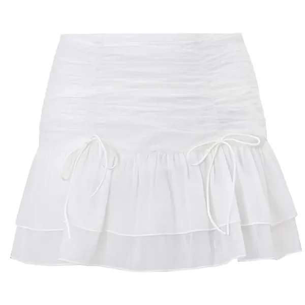 Skirts*Boogzel Clothing Coquette Aesthetic Ruffled Mini Skirt White