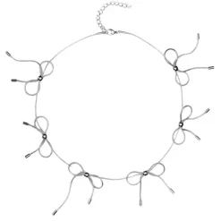 Necklaces & Chokers*Boogzel Clothing Coquette Aesthetic Bows Choker Silver