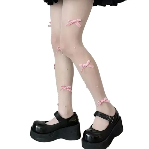 Other*Boogzel Clothing Coquette Aesthetic Velvet Bow Tights