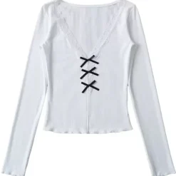 Long Sleeve Tops*Boogzel Clothing Coquette Aesthetic V-Neck Top