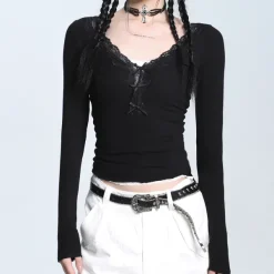 Long Sleeve Tops*Boogzel Clothing Coquette Aesthetic V-Neck Top