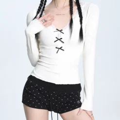 Long Sleeve Tops*Boogzel Clothing Coquette Aesthetic V-Neck Top