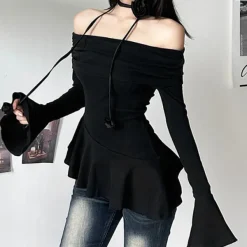 Necklaces & Chokers|Long Sleeve Tops*Boogzel Clothing Coquette Bardot Top with Rose Choker