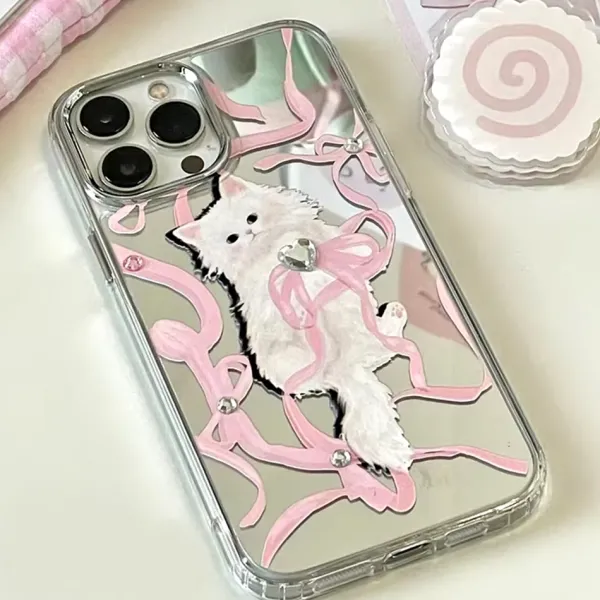 Iphone Cases*Boogzel Clothing Coquette Bow & Kitten iPhone Case Pink
