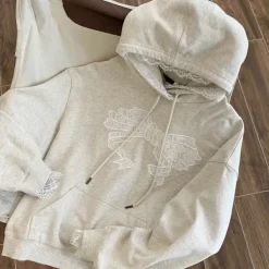 Hoodies*Boogzel Clothing Coquette Bow Lace Hoodie Grey