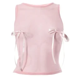 Y2K Tops|Crop Tops*Boogzel Clothing Coquette Bow Mesh Crop Top Pink