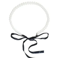 Necklaces & Chokers*Boogzel Clothing Coquette Bow Pearl Necklace White/black