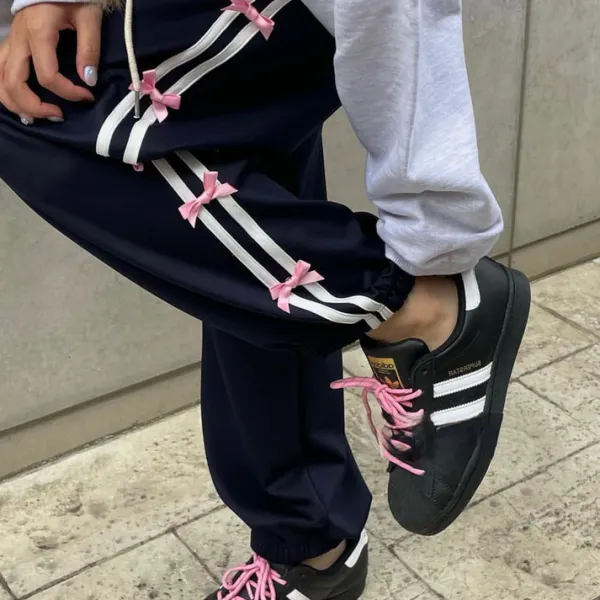Pants & Trousers*Boogzel Clothing Coquette Bows Side Stripe Pants