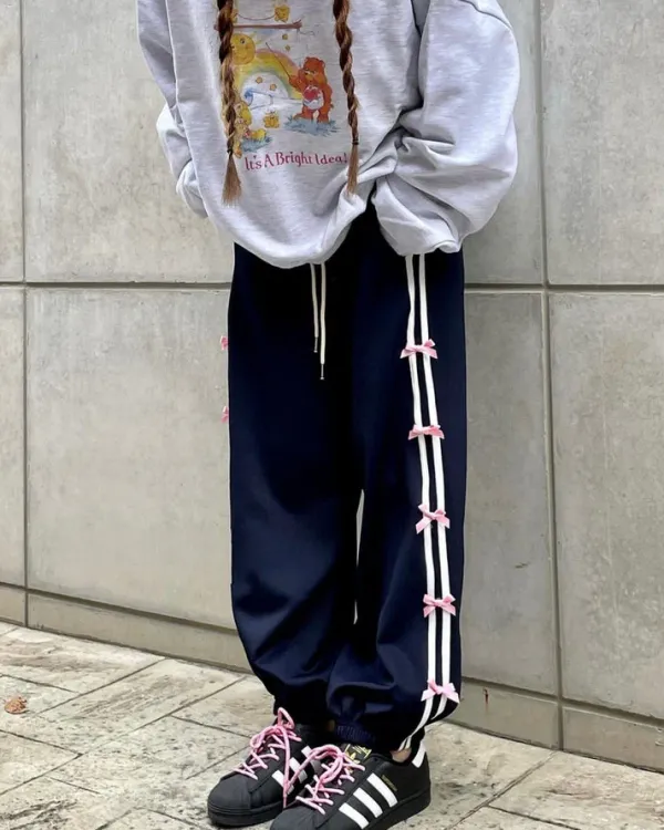 Pants & Trousers*Boogzel Clothing Coquette Bows Side Stripe Pants