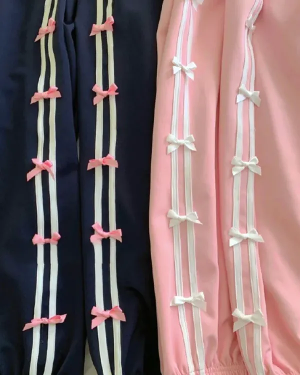Pants & Trousers*Boogzel Clothing Coquette Bows Side Stripe Pants
