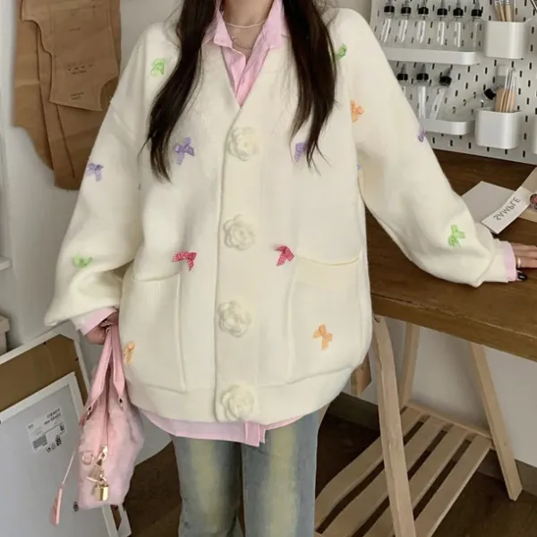 Knit Cardigans*Boogzel Clothing Coquette Girl Bow Cardigan