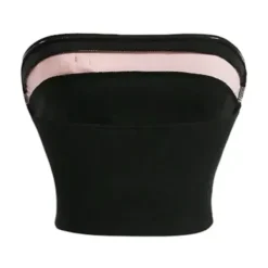 Crop Tops*Boogzel Clothing Coquette Girl Bow Tube Top Black/pink