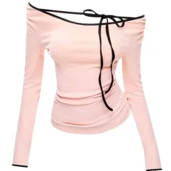 Long Sleeve Tops*Boogzel Clothing Coquette Girl Off-Shoulder Top Pink