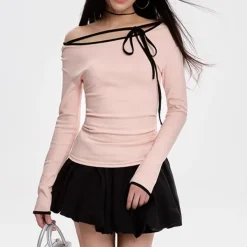 Long Sleeve Tops*Boogzel Clothing Coquette Girl Off-Shoulder Top Pink