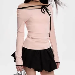 Long Sleeve Tops*Boogzel Clothing Coquette Girl Off-Shoulder Top Pink