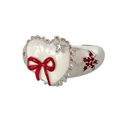 Rings*Boogzel Clothing Coquette Heart-Shaped Ring Silver