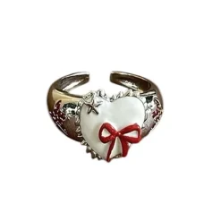 Rings*Boogzel Clothing Coquette Heart-Shaped Ring Silver
