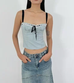 Corset Tops|Crop Tops*Boogzel Clothing Coquette Lace Tank Top Blue