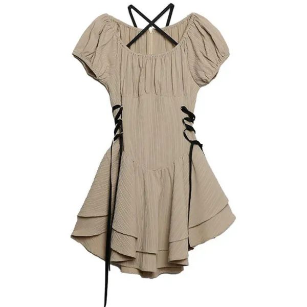 Dresses & Rompers*Boogzel Clothing Coquette Mini Dress in Beige