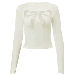 Long Sleeve Tops*Boogzel Clothing Coquette See Through Lace Bow Top