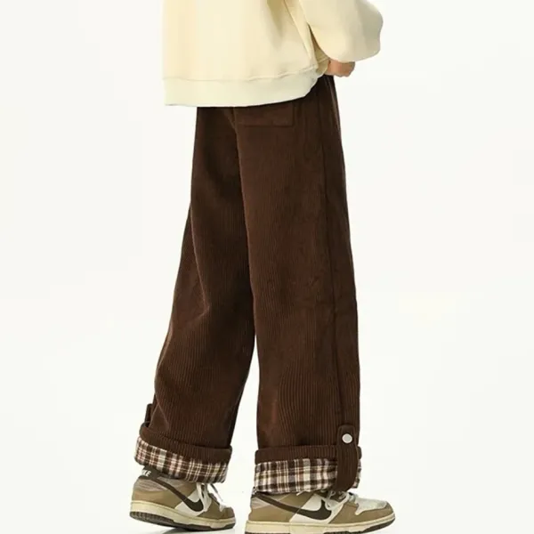 Pants & Trousers*Boogzel Clothing Cord Wide-Leg Pants with Plaid Cuffs