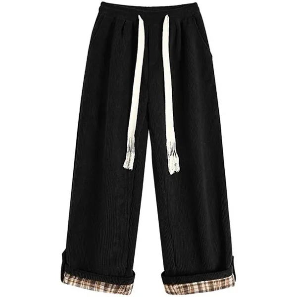 Pants & Trousers*Boogzel Clothing Cord Wide-Leg Pants with Plaid Cuffs