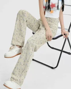 Pants & Trousers*Boogzel Clothing Cottagecore Aesthetic Floral Pants Beige