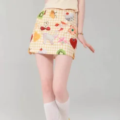 Skirts*Boogzel Clothing Cottagecore Aesthetic Gingham Skirt Yellow