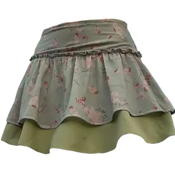 Skirts*Boogzel Clothing Cottagecore Aesthetic Floral Skirt Green