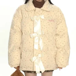 Coats & Jackets*Boogzel Clothing Cottagecore Cream Floral Padded Jacket