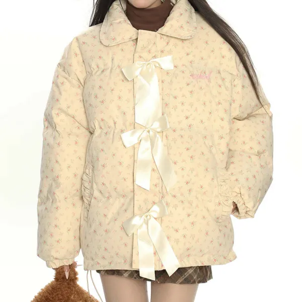 Coats & Jackets*Boogzel Clothing Cottagecore Cream Floral Padded Jacket