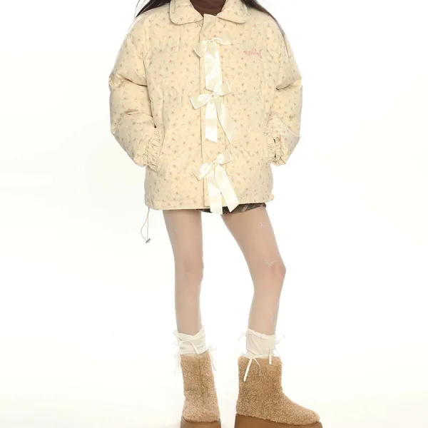 Coats & Jackets*Boogzel Clothing Cottagecore Cream Floral Padded Jacket