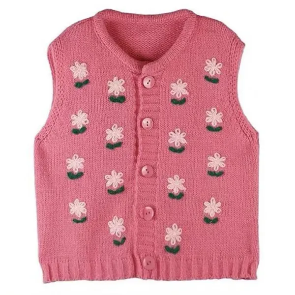 Knit Vests*Boogzel Clothing Cottagecore Floral Embroidered Knit Vest Pink