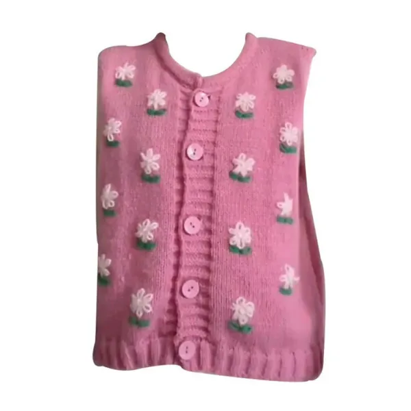 Knit Vests*Boogzel Clothing Cottagecore Floral Embroidered Knit Vest Pink
