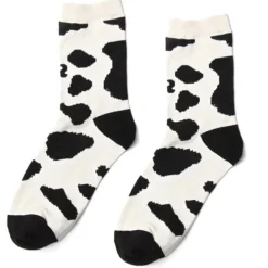 Socks*Boogzel Clothing Cow Print Socks Black/white