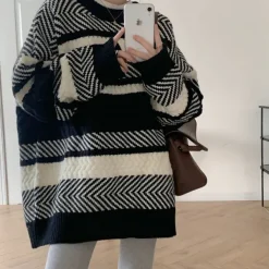 Sweaters*Boogzel Clothing Cozy Grandma Sweater Black/white